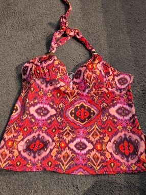 Victorias Secret Women's Halter Tankini Top in Pink & Purple Print